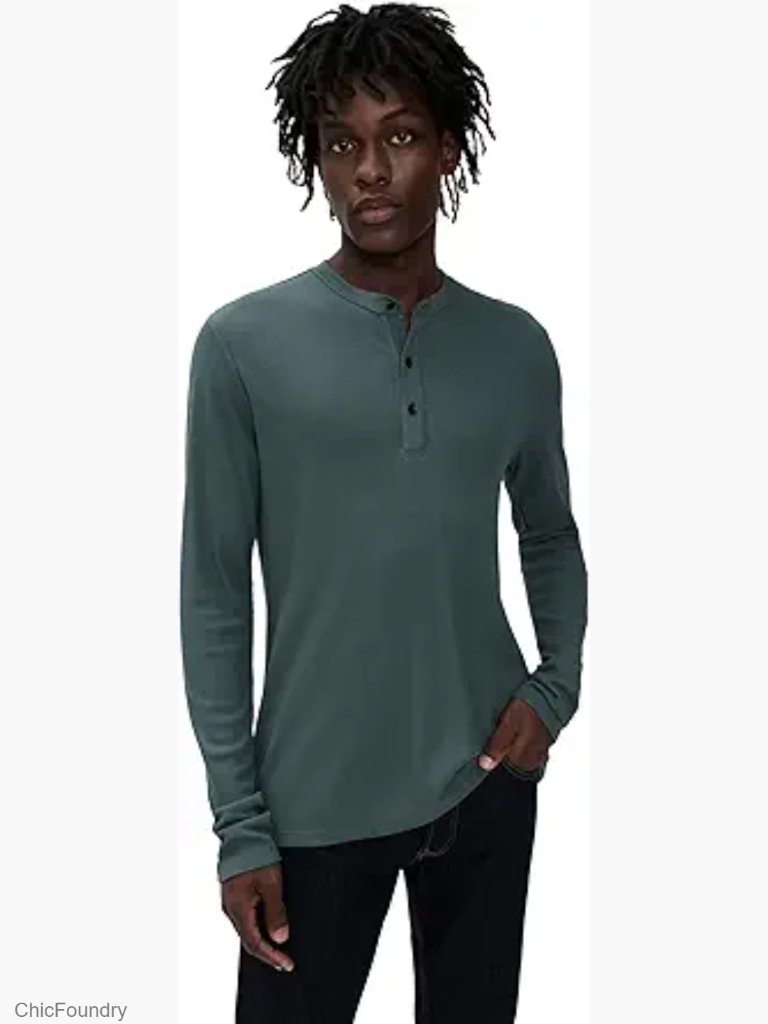 Tech Waffle Henley Pullover Sweater - Long Sleeve, Viscose Blend